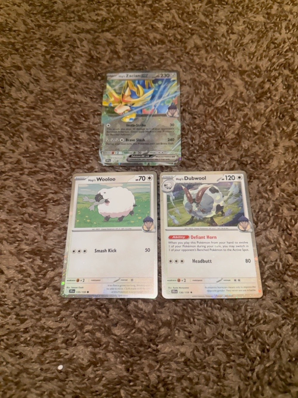 Pokemon Journey Together Hops Wooloo, Dubwool & Zacian EX Cosmo Holo Promos #193